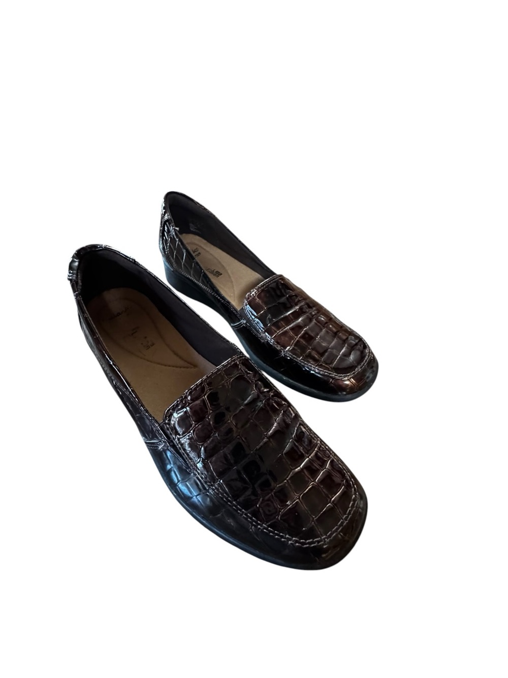 Women’s Clarks Size 11Gael Angora Brown Croc Slip On Loafers
